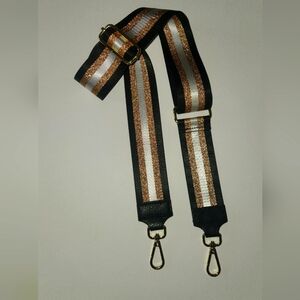 Adjustable Black and Gold Striped Bag Strap